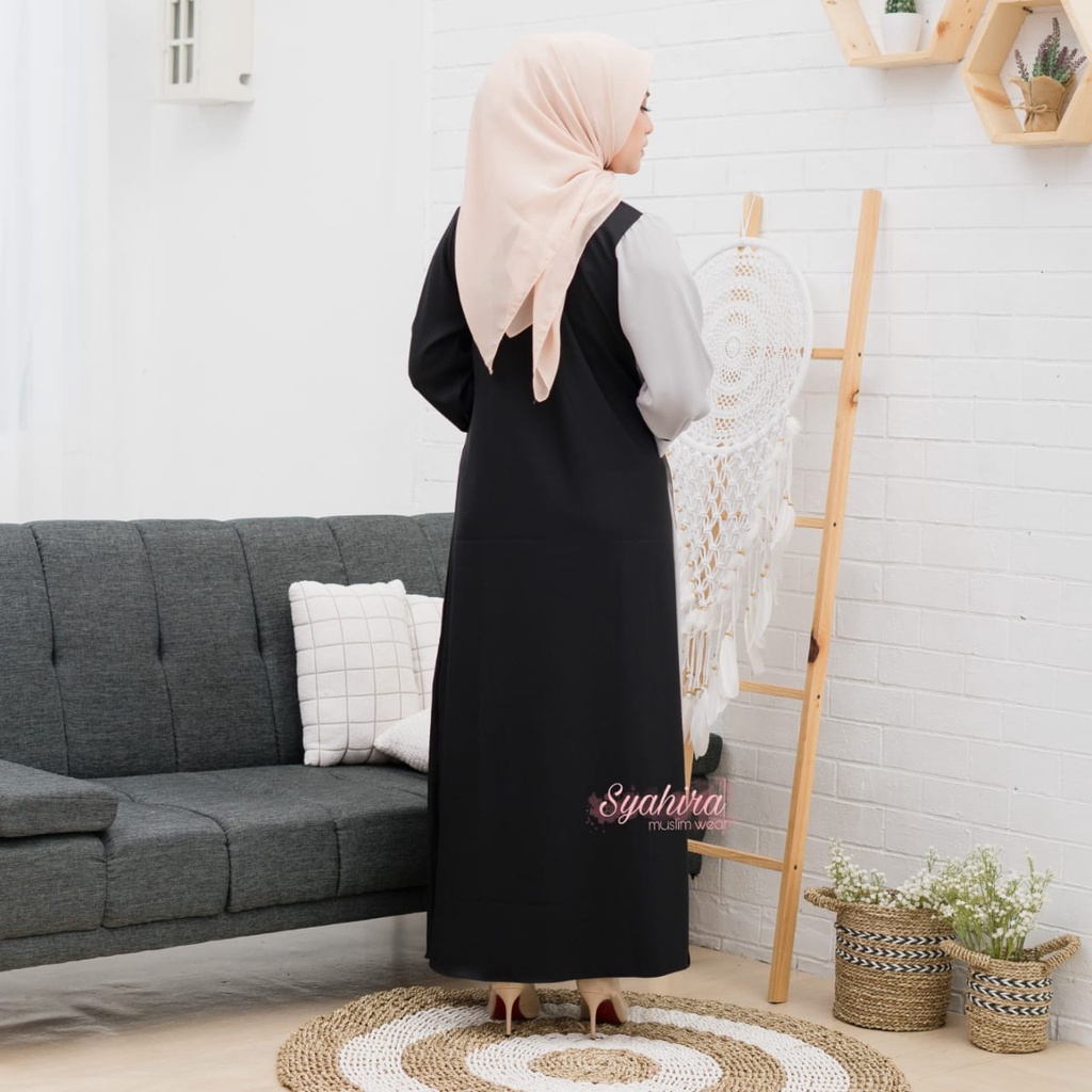 gamis hitam wanita kekinian tali samping jumbo ld 130  terbaru dan kekinian mewah simple elegan murah