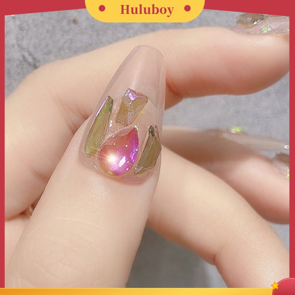 Huluboy Huluboy♡ 100 Pcs / Set Batu Berlian Imitasi 3D Bentuk Irregular Aneka Ukuran Untuk Dekorasi Manicure