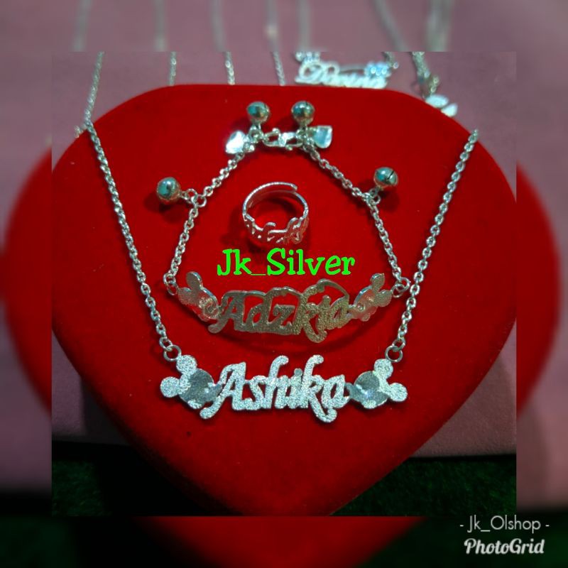 Set ukir nama anak (perak murni)