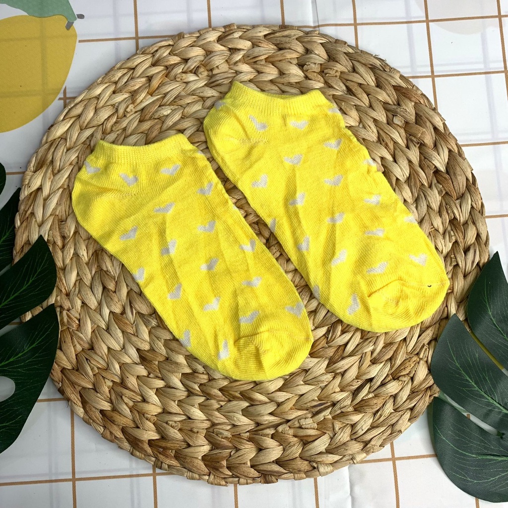 BOS Kaos Kaki Motif Love Kaos Kaki Semata Kaos Kaki Wanita Korea Ankle Cute-KUNING