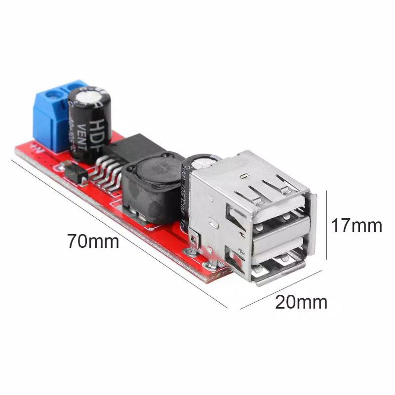 STEP DOWN 2 USB LM2596 DC 9V/12V/24V/36V Ke 5V 3A Double USB Charger Motor Mobil