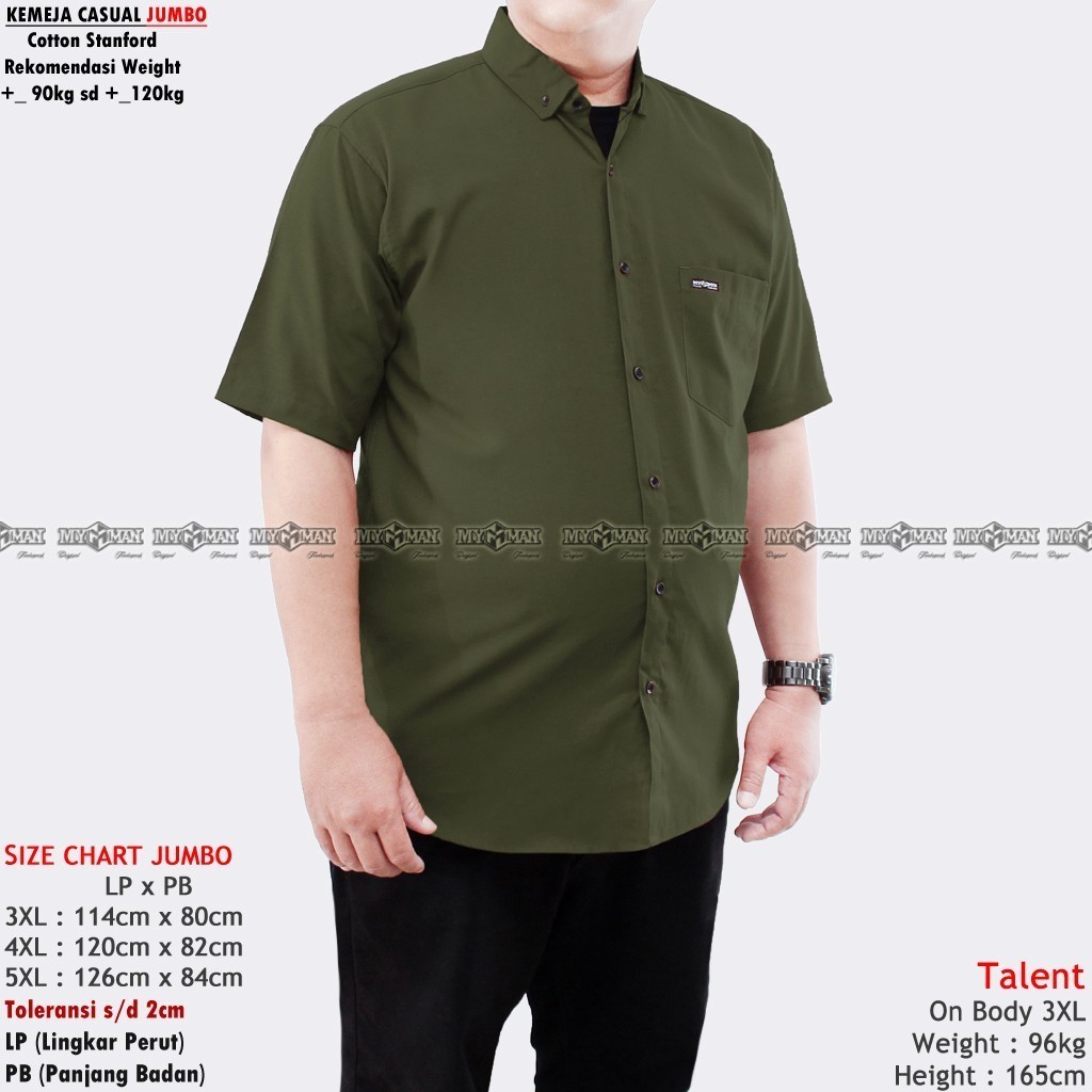 MY MAN Original Kemeja Polos lengan pendek jumbo kemeja pria warna Coklat big size art seri MY222