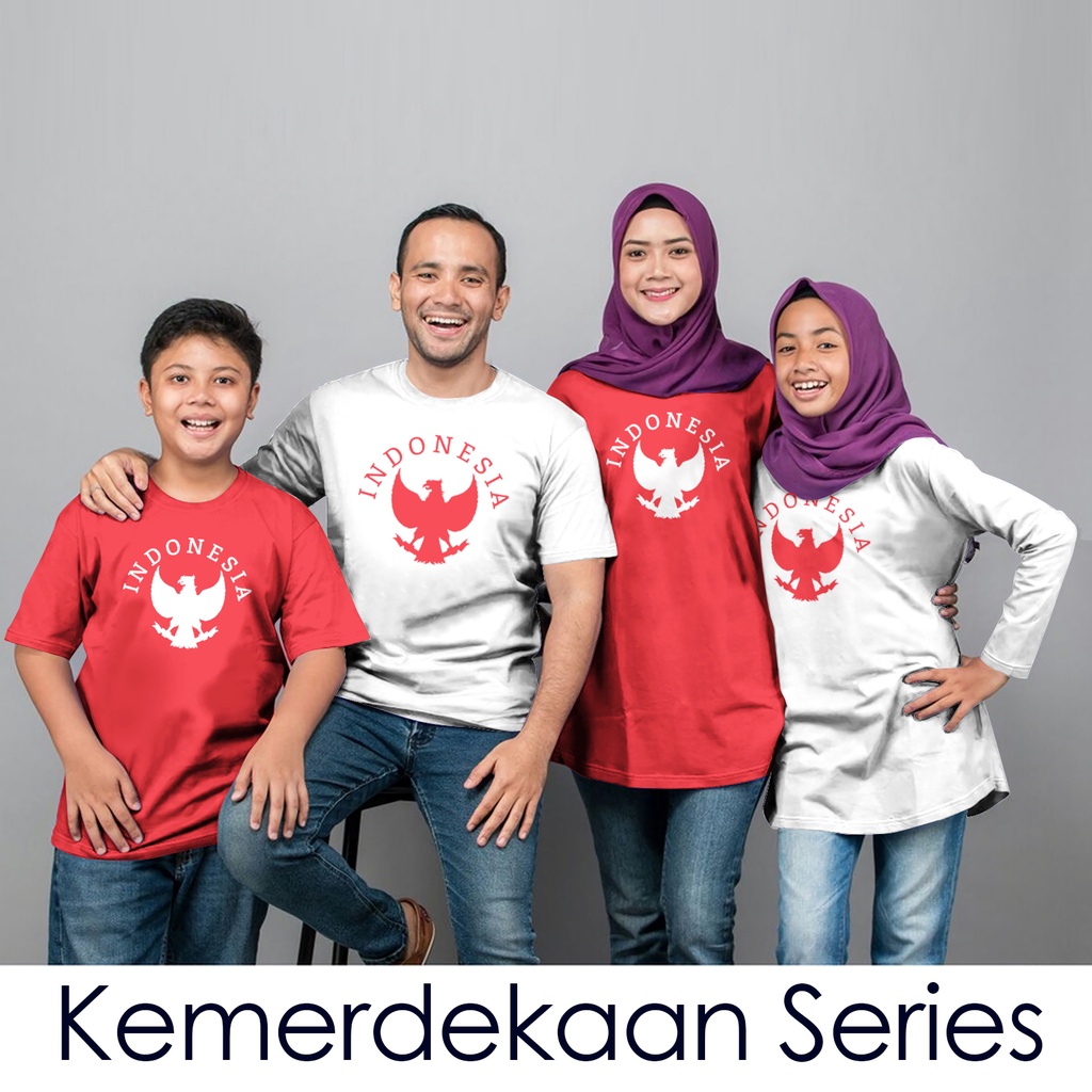 Kaos Family Couple Agustusan Kemerdekaan Indonesia Motif Garuda Pancasila Kaos Keluarga Laki Laki Perempuan Kaos Anak Dan Dewasa Lengan Pendek dan Lengan Panjang