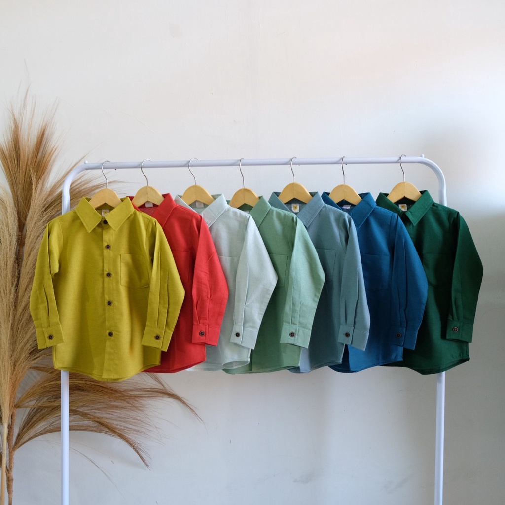 Kemeja anak casual Deon Lengan Panjang bahan lacoste premium S-XL by Cais Kids