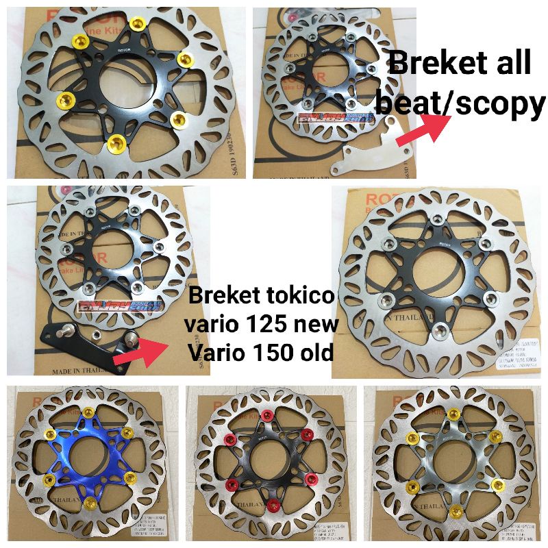 New Disc cakram rotor N166 plus breket upgrade disc 220 mm lubang 4 beat scopy vario 125 new vario 150 old model psm