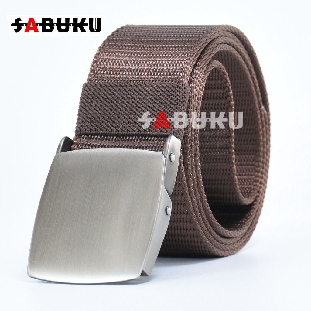 Ikat Pinggang Pria Canvas Nylon Sabuk Pria Logam Besi Metal Buckle Men Belt - 164