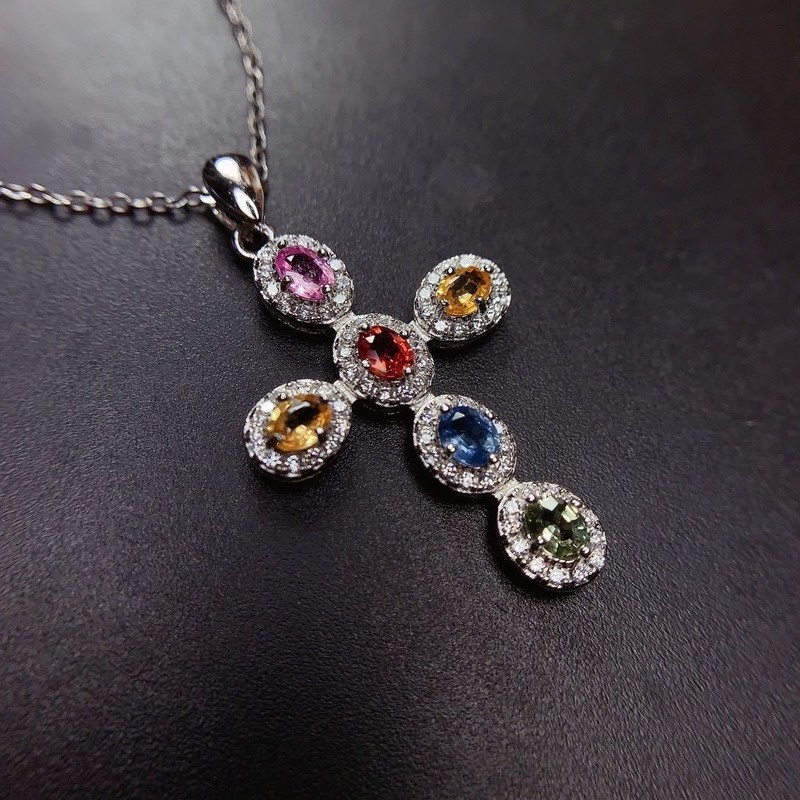Natural Color Sri Lankan Sapphire Necklace