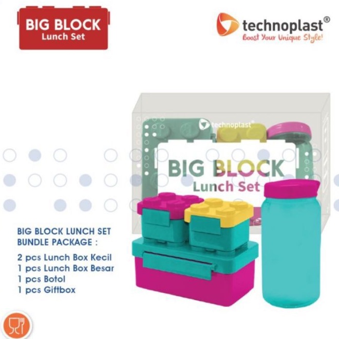 TECHNOPLAST Big Block Lunch Set / Tempat Makan Anak