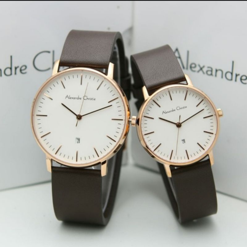 JAM TANGAN COUPLE ALEXANDRE CHRISTIE AC 8420 ROSEGOLD WHITE GARANSI RESMI