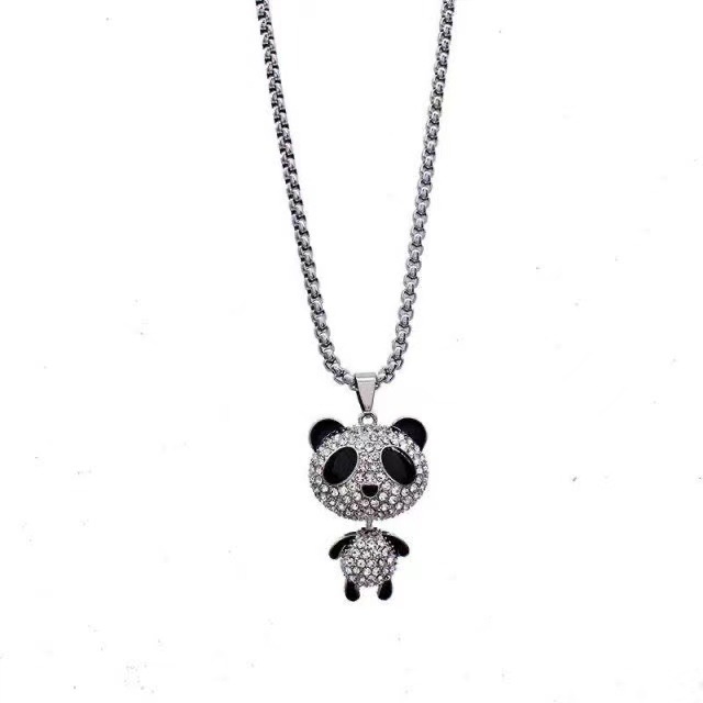 Kualitas Tinggi Stainless Steel Fashion Gaya Sederhana Kalung Wanita Baru Trendi Kecil Yang Lucu Panda Hip Hop Liontin N-22060