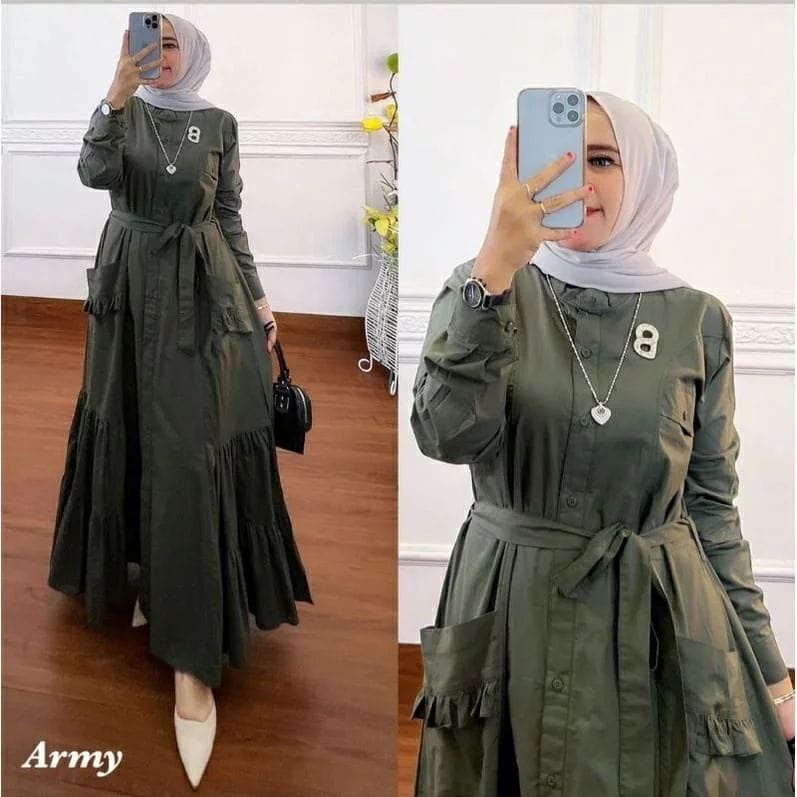 Baju Wanita Kekinian Talia Dress Katun Rayon Baju Lengan Panjang Wanita Busui Friendly Long Dress Muslim Gamis Jumbo