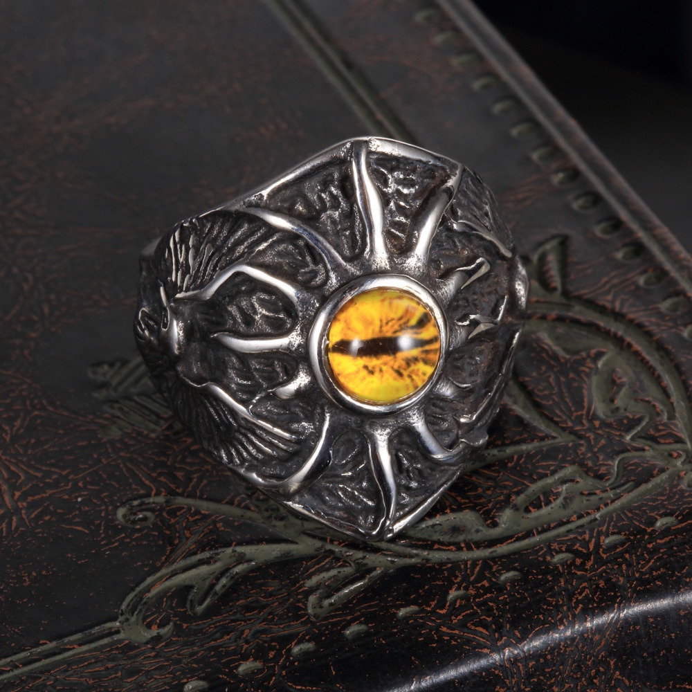 Cincin Bahan Stainless Steel Titanium Warna Kuning Untuk Pria