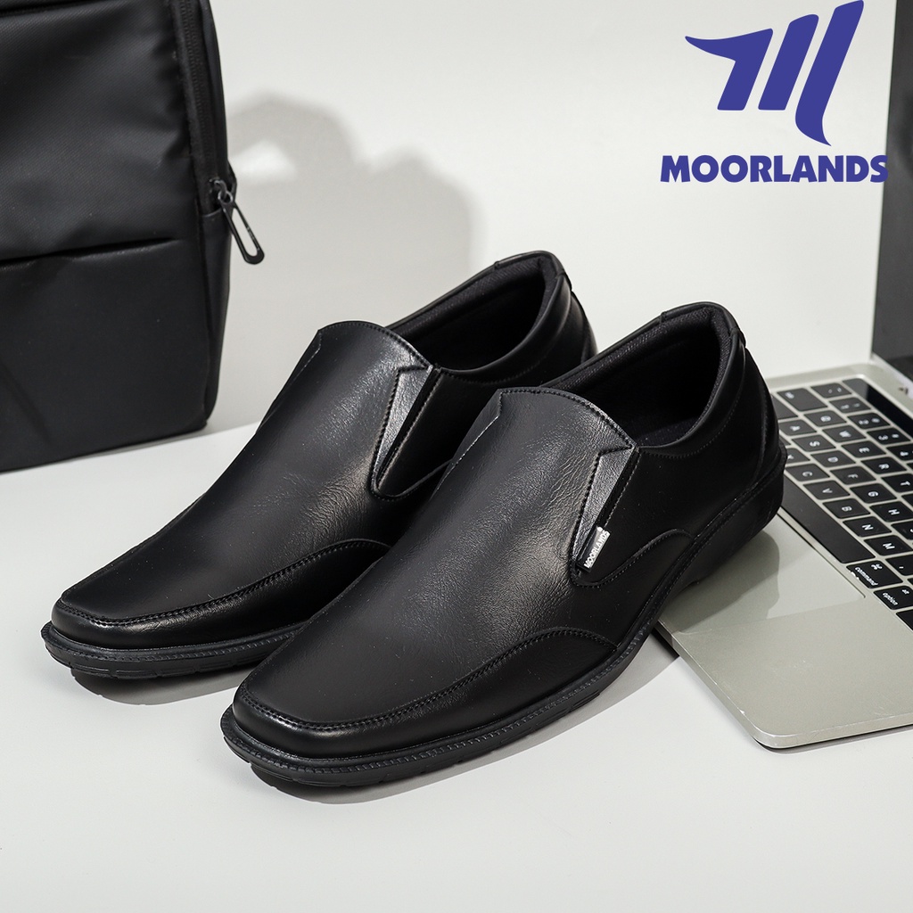 MOORLANDS Sepatu Pantofel Slip On Hitam Pria Sepatu Formal Pria Sepatu Kerja Kantor Pria