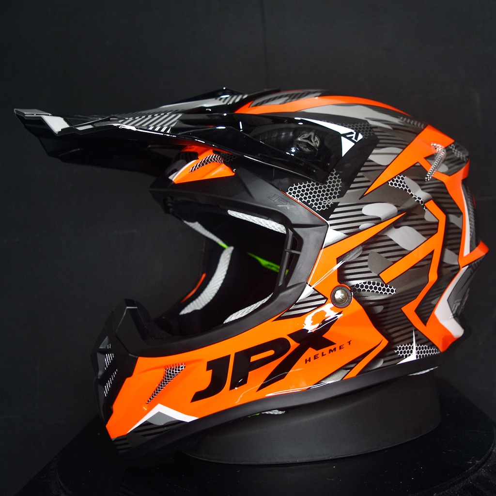 HELM JPX CROSS_FOX1 X35 - FLUO RED GLOSY  PAKET GANTENG GOOGLE SNAIL HELM JPX KLX ORIGINAL HELMET MOTO TRAIL SUPERMOTO HELM FULL FACE MOTO CROSS TERBAIK-5
