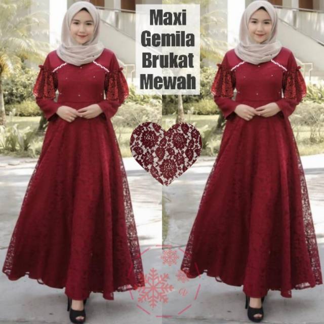 XVC - Maxi Dress Gemila Brukat Mewah / Maxi Dress Wanita Paling Terlaris / Maxi High Quality