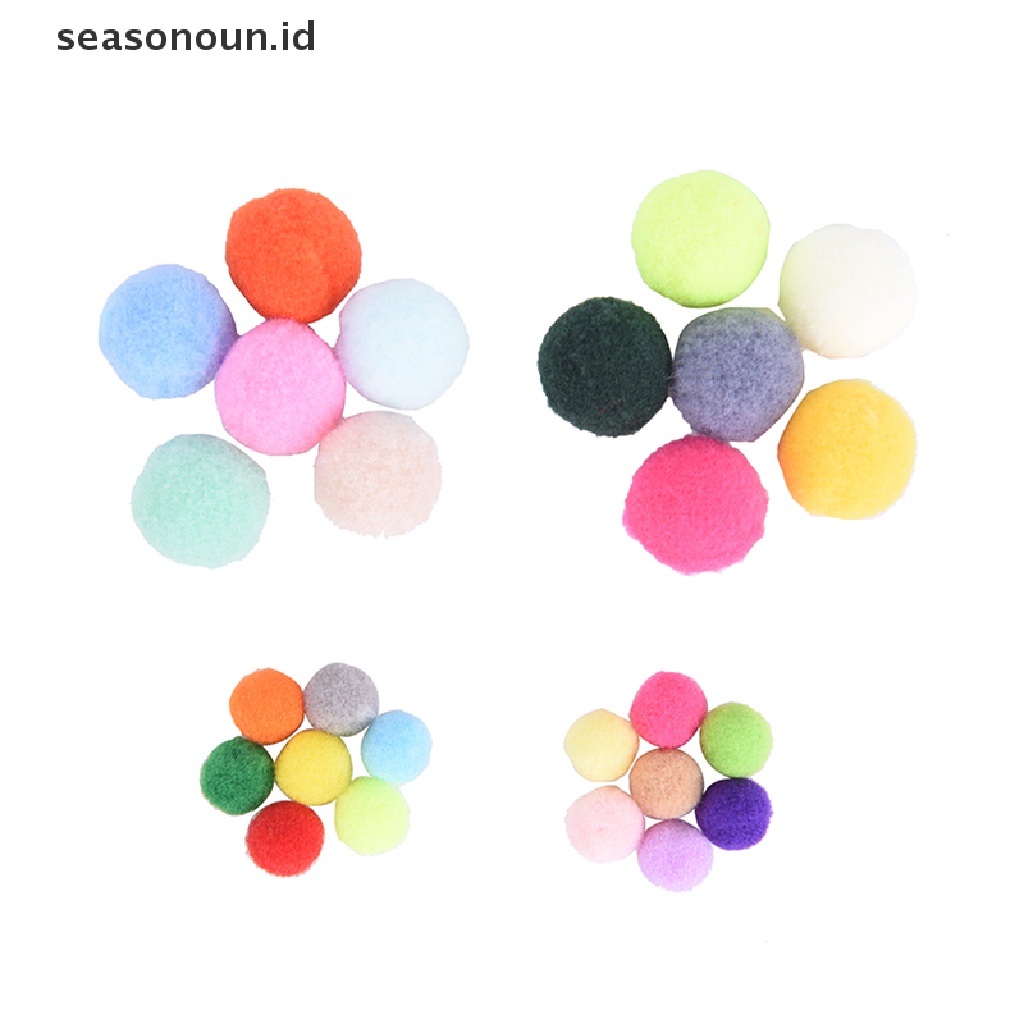 100 Pcs Bola Pom Poms Warna-Warni Ukuran 10mm 20mm Untuk Kerajinan Tangan