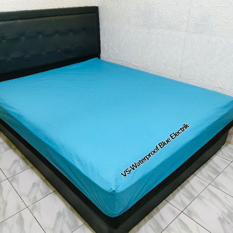 Sprei Waterproof polos anti air/ompol 120x200 160x200 180x200 200x200-WP Blue