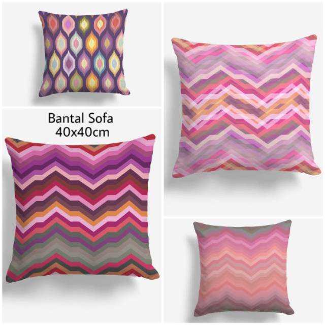 BANTAL SOFA PRINT MOTIF ABSTRAK UNGU VIOLET 40X40 CM