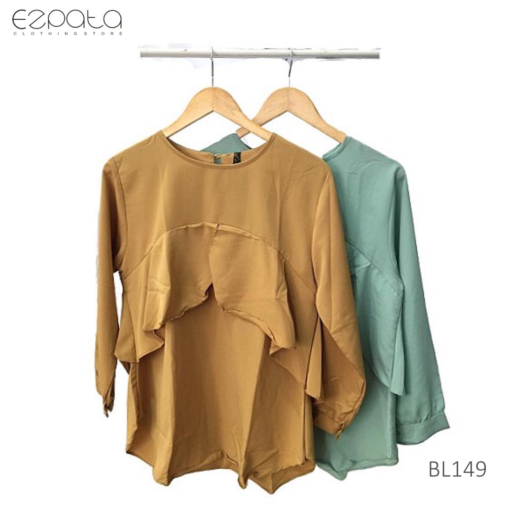 Baju Atasan Wanita Polos Lengan Panjang LD 102cm Bahan Wolfis Premium Grade A