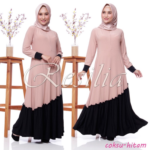 GAMIS JERSEY SUSUN MIRING KOMBINASI MURAH