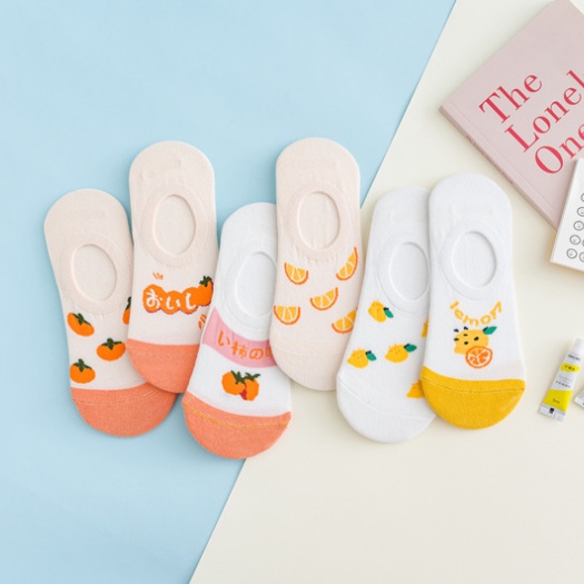 ⭐️𝐈𝐇𝐒 𝟑𝟏𝟒⭐️Kaos Kaki Pendek Invisible Socks Motif Buah Kaos Kaki Setumit Bawah Kaki Mata Fashion Japan-5