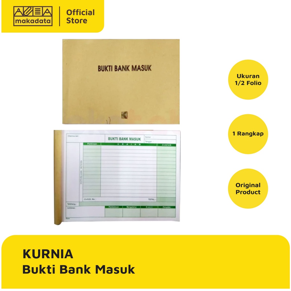 

BUKTI BANK MASUK 1/2 FOLIO 1 RANGKAP 100 LEMBAR KURNIA (1PCS) MURAH