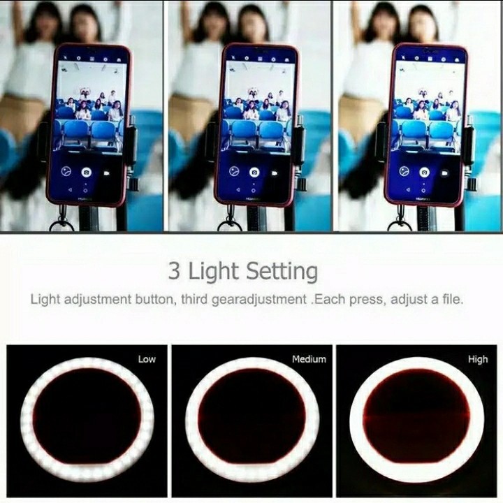 Selfie Ring Fill Light Lampu 3 Mode LED Selfie Rechargeable Charm Eyes