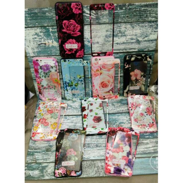Case 360 + tempered glass motif CK FLOWER samsung A5 2017, A7 2017, A3 2017, J7 2017