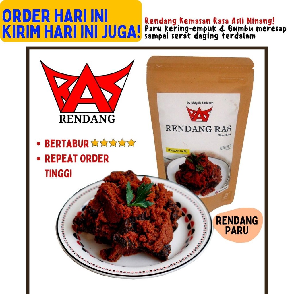 Jual Rendang Paru Makanan Siap Saji Lauk Pauk Instan Empuk Kering