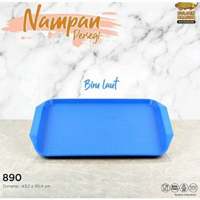 Nampan Nampan Gagang Persegi Plastik Tebal Golden Dragon 890