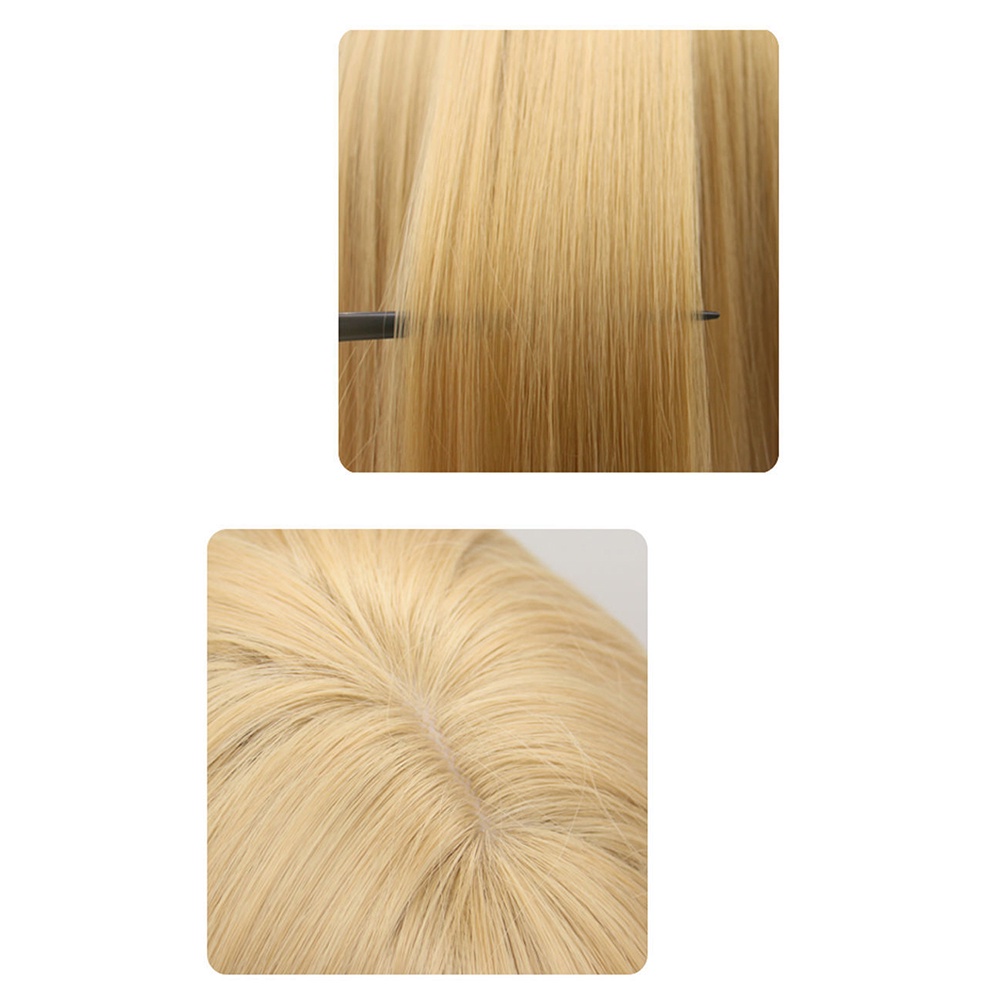 Poni Wig Poni Emas Wanita | Patch Tambahan Garis Rambut Tak Terlihat