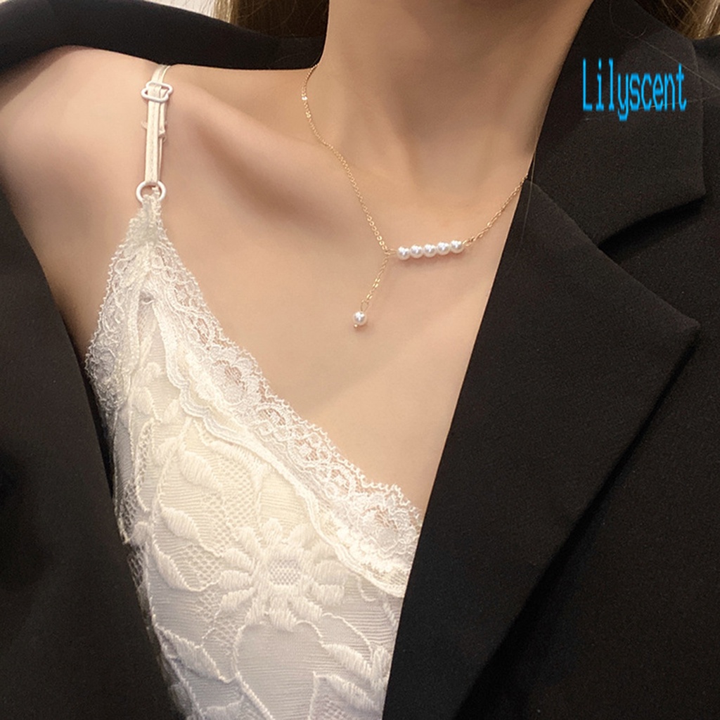 Kalung Choker Adjustable Hias Mutiara Imitasi Gaya Korea Untuk Wanita