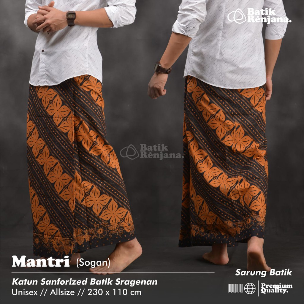 MANTRI SOGAN Sarung Batik Pria Cowok Dewasa Premium Motif Batik Lebaran Asli Solo ALL Size RENJANA