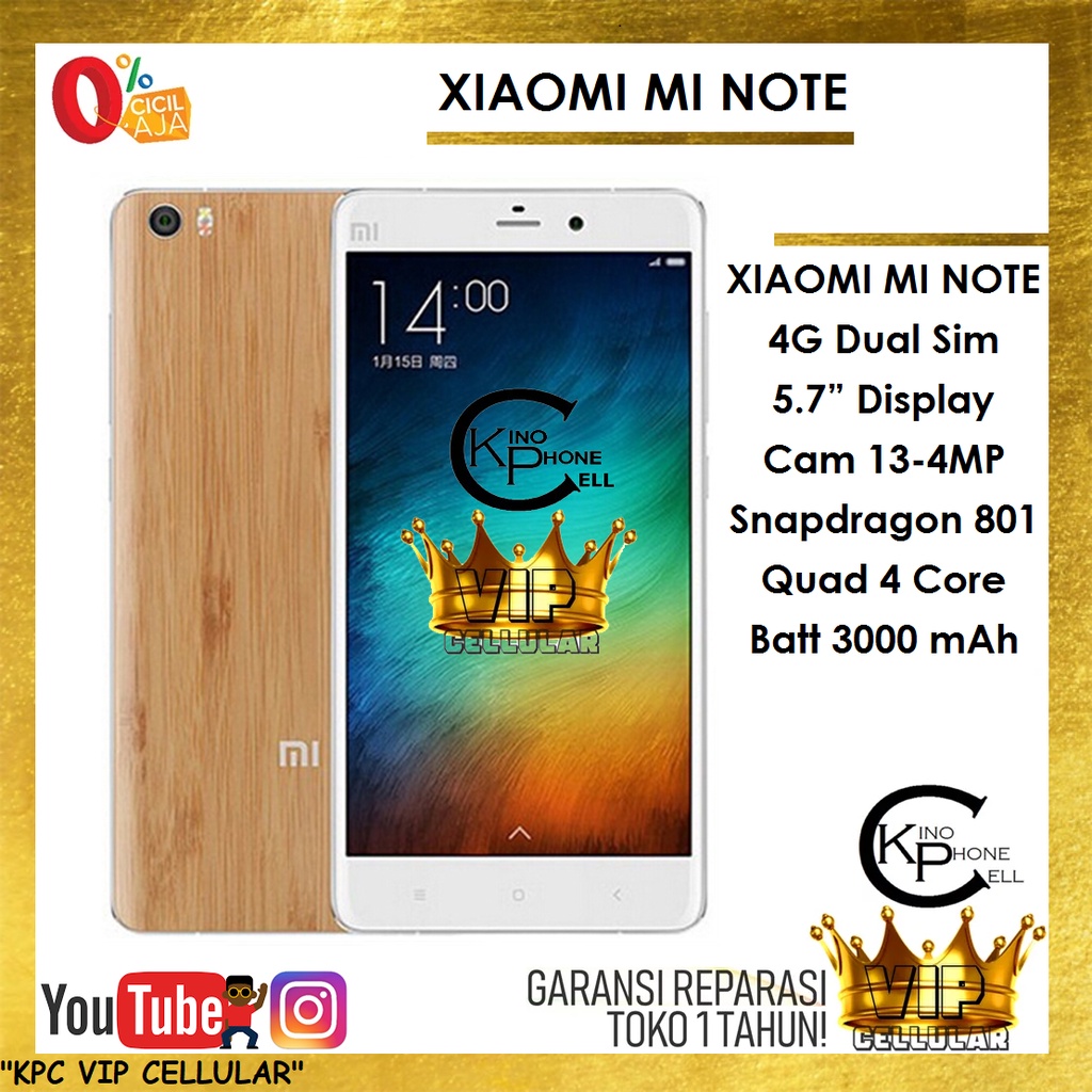 SALE Xiaomi Mi Note 1 Minote Bamboo Black 16 GB Ram 2 Gb