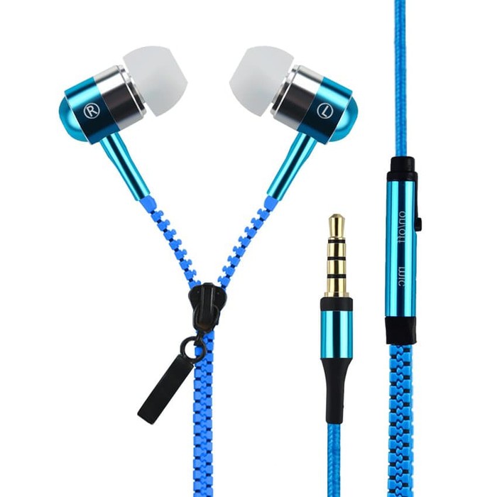 Headset Zipper Earphone Seleting Resleting Bass Handsfree + Mic Zipper Headphone Zipper Handsfree