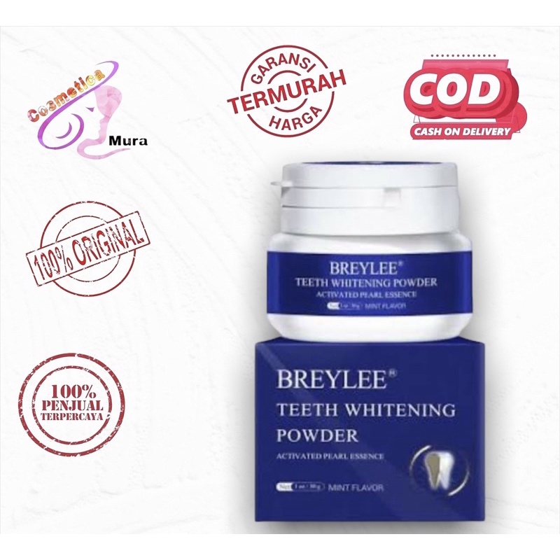 [ bpom ] BREYLEE Powder Toothpaste Teeth Whitening Stain Hygiene Removes Plaque/PEMUTIH GIGI