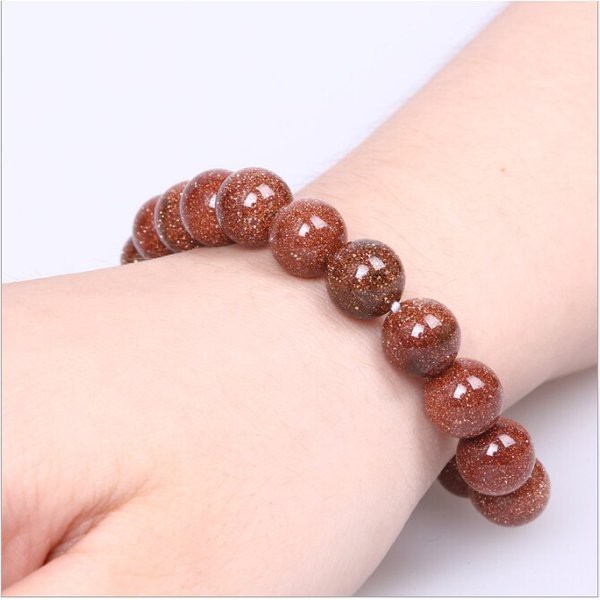 [Bayar di Tempat] Gelang Batu Pasir Emas Asli Natural Dimensi 10MM