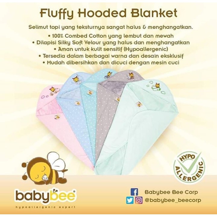 Babybee Fluffy Hooded Blanket Selimut Kepala - BB-FHBT