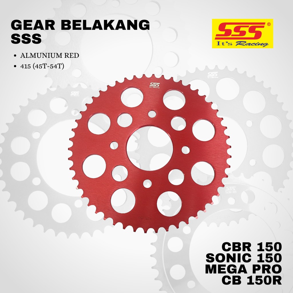 Gear gir CBR 150 sonic gl pro cb VERZA GTR sss 415 44 45 46 47 48 49 50 51 52 53 54 55 ALUMUNIUM RED