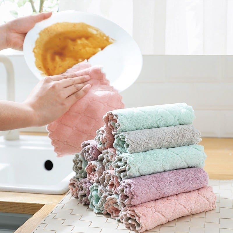 Kain Lap Dapur Piring Anti Minyak Bahan Microfiber