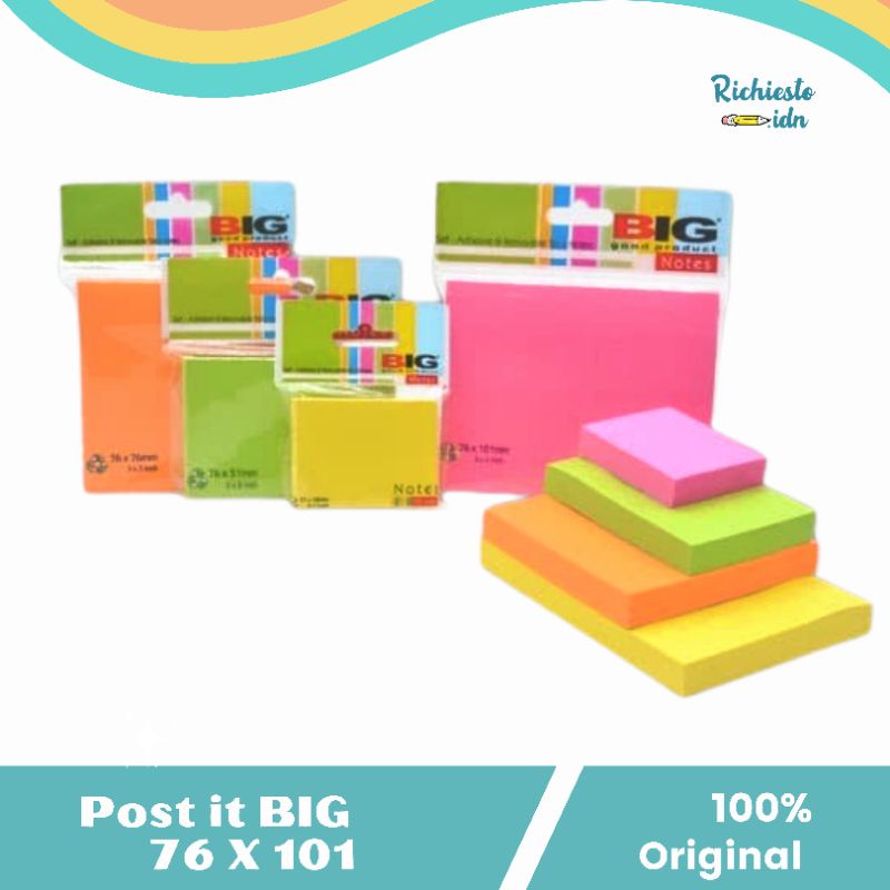 

BIG Post It Big 76x101mm 5 Warna Tumpuk(Rainbow)