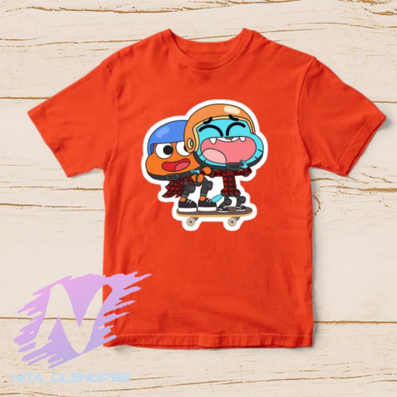 baju kaos anak gumball dan Darwin series tv