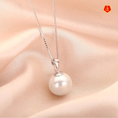 [Ready Stock]Simple Pearl Silver Necklace Korean Pendant Elegant Fashion