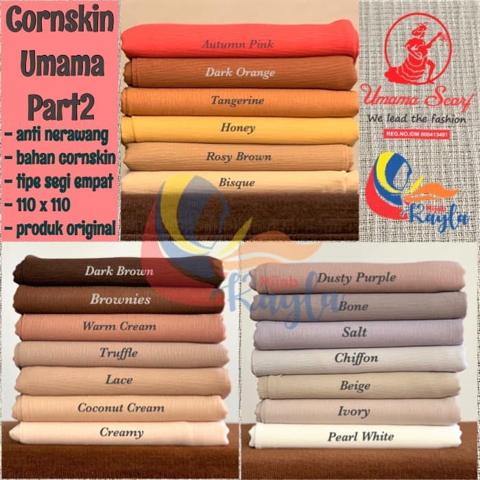 STOCK BARU Hijab segi empat Cornskin Umama PART 2 / kerudung cornskin / hijab