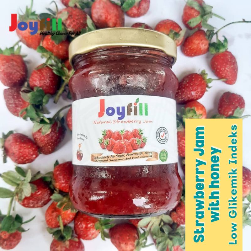 

SELAI STRAWBERRY SEHAT GLUTEN FREE DENGAN MADU / STRAWBERRY JAM WITH HONEY NATURAL JOYFILL 260 GRAM