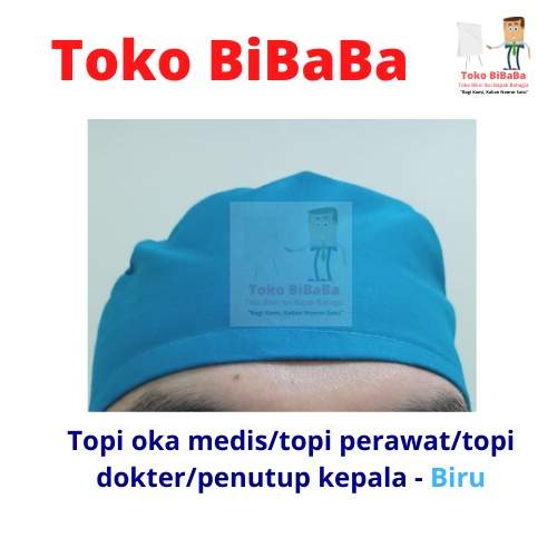 Topi kain oka dokter medis/topi perawat/ penutup kepala - Biru