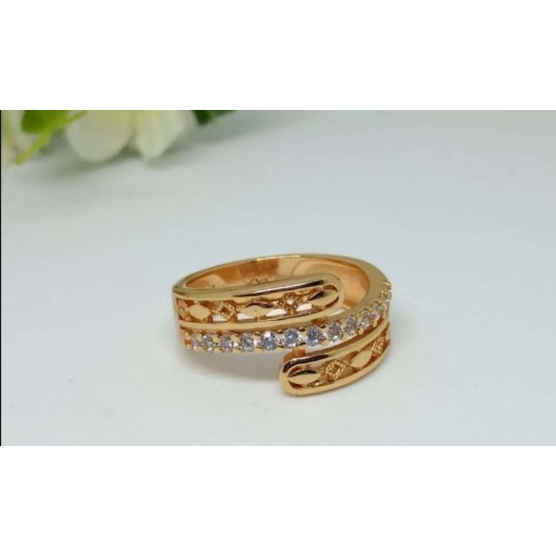 cincin xuping termurah wanita dewasa lapis emas premium top RANDOM berbagai model  mewah dan menarik permata zirqon-2