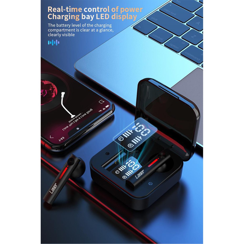 True Wireless Stereo / TWS  T-13 ORIGINAL LASER Earphone Bluetooth