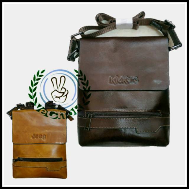 Tas Selempang Pria Kulit Sapi Asli - Kickers Jeep TK290398
