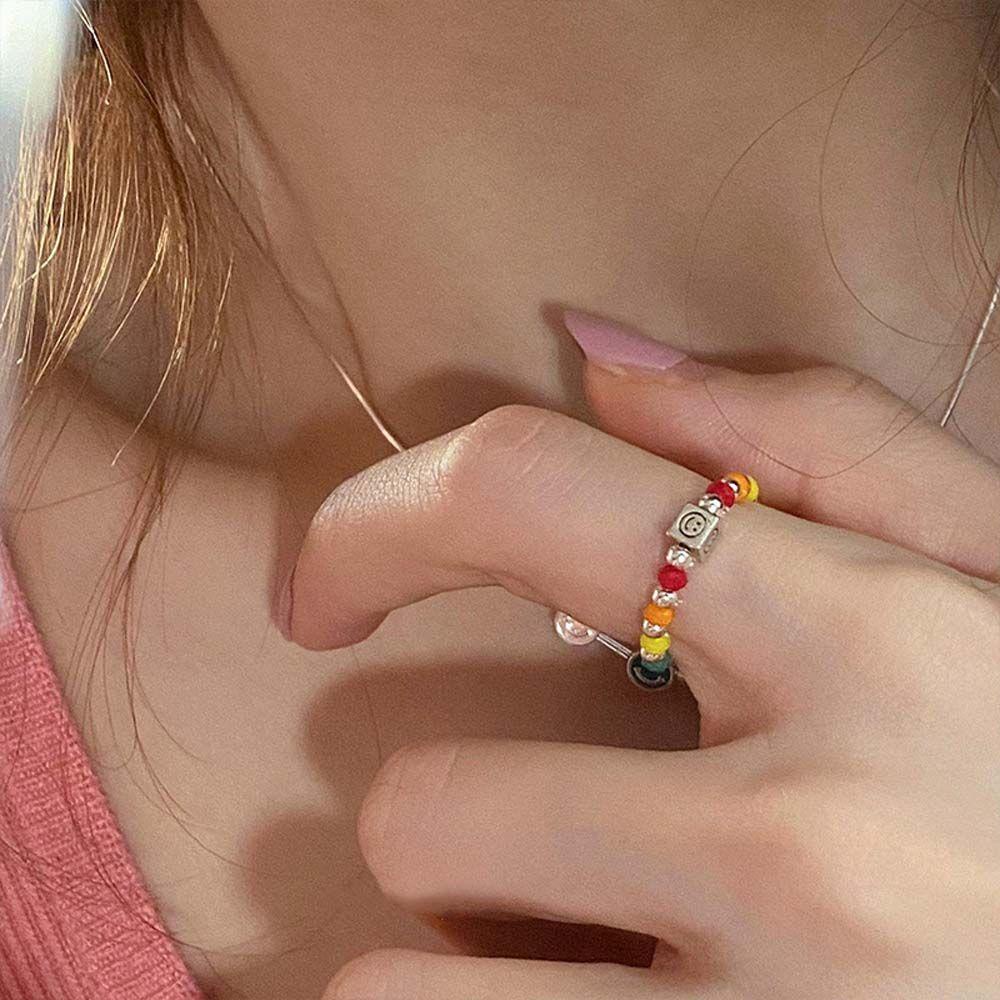 Mxbeauty Smile Cincin Gadis Korea Hadiah Pesta Multicolor Wanita Ring